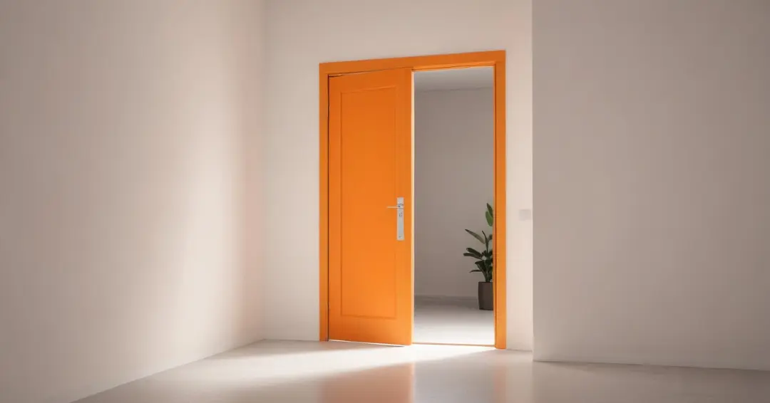 Contoh pintu rumah warna orange cerah