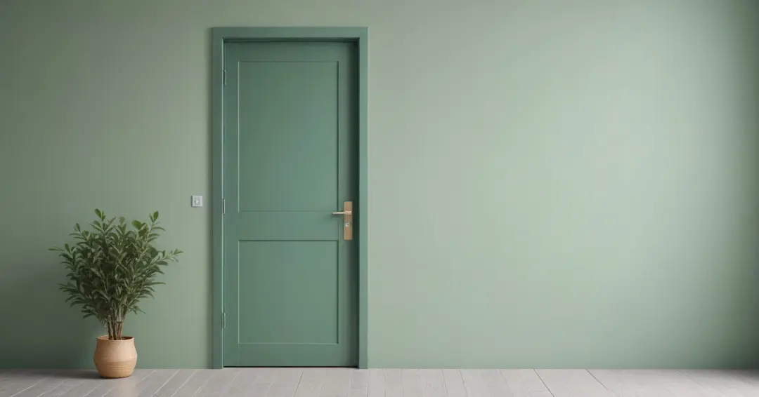 Daun pintu minimalis dengan warna cat green sage
