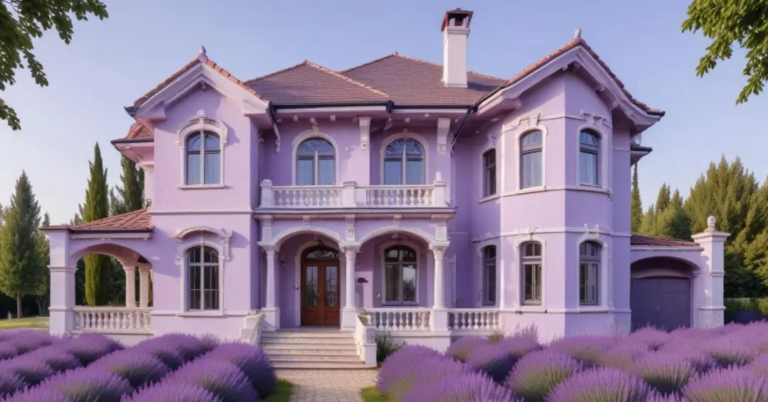 Ide warna cat depan rumah dengan warna lavender