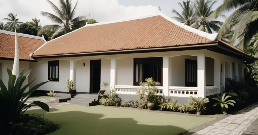 Rumah dengan cat depan warna krem