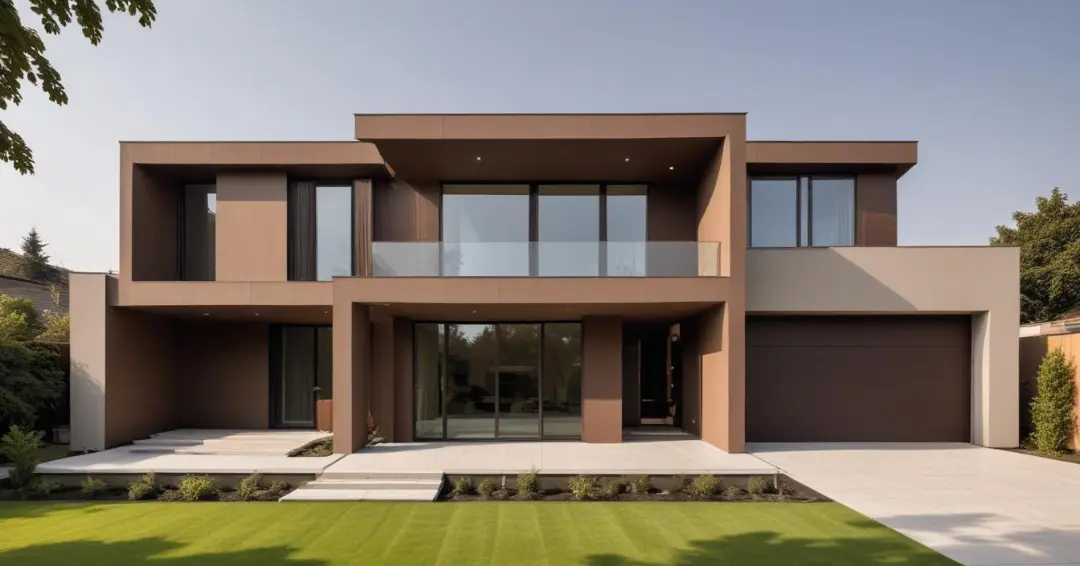 Rumah minimalis modern dengan cat warna cokelat