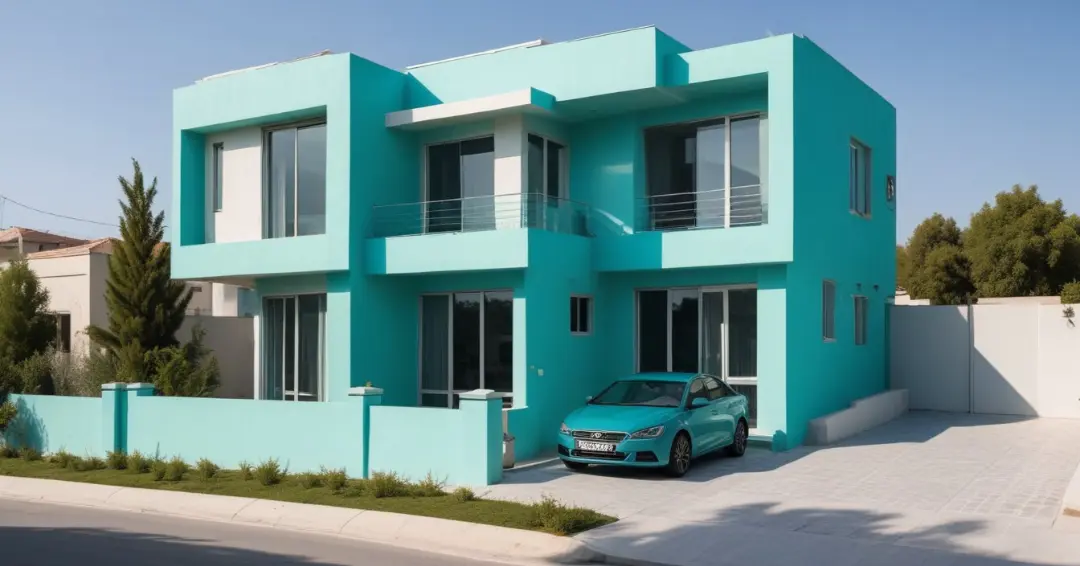 Warna cat depan rumah turquoise yang cerah