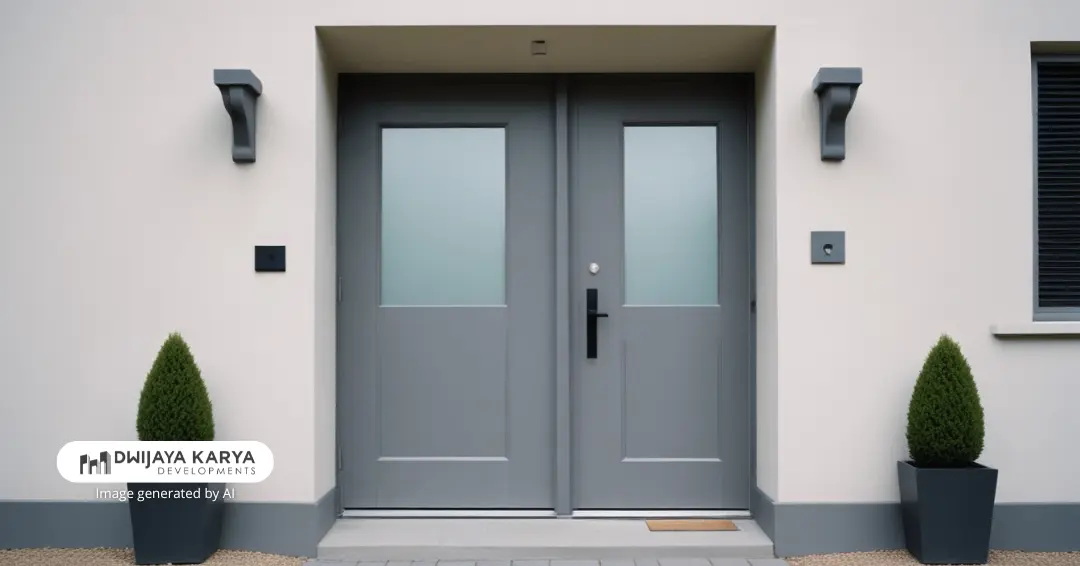 Cat pintu rumah minimalis warna abu-abu