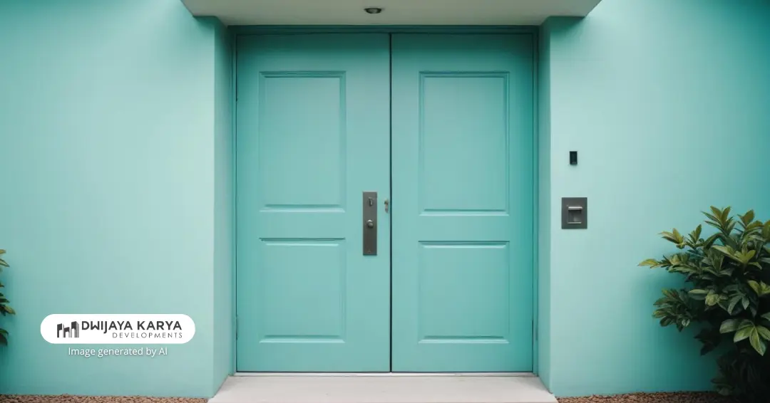 Ide daun pintu rumah minimalis warna turquoise