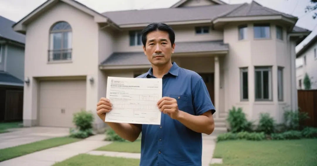 Seorang pria sedang memegang izin renovas rumah