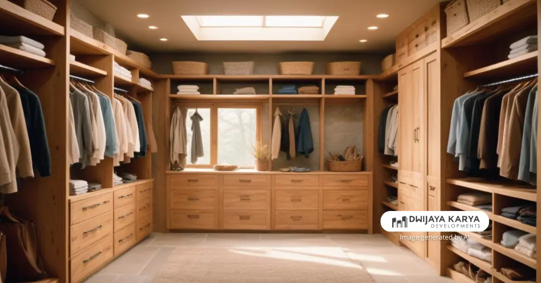Contoh desain walk in closet dengan gaya ala rustic
