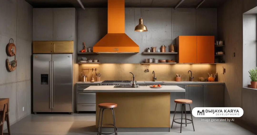 Dapur minimalis sederhana dengan desain industrial