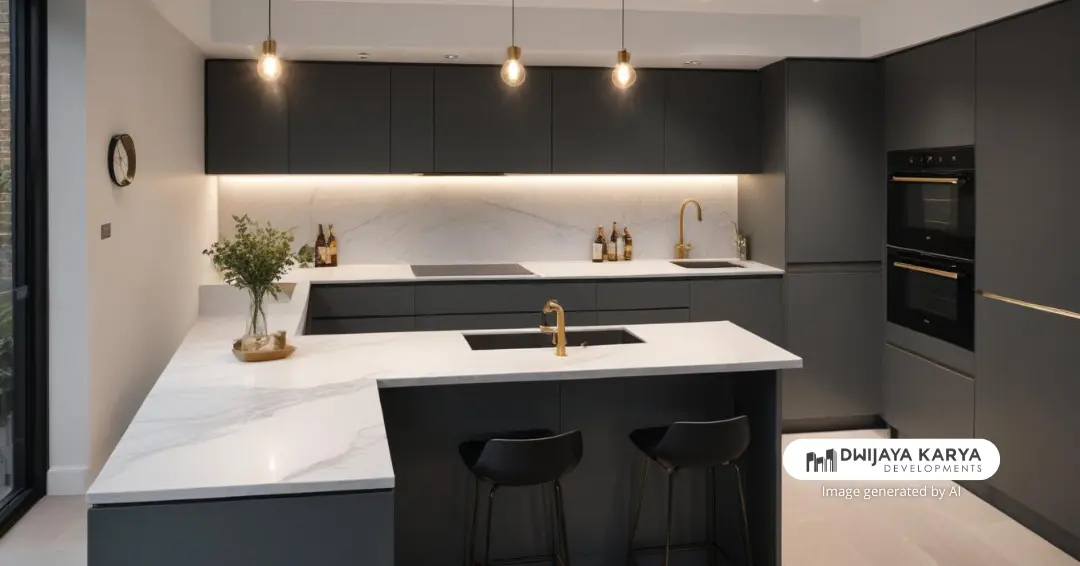 Desain dapur kecil minimalis dengan style mini bar