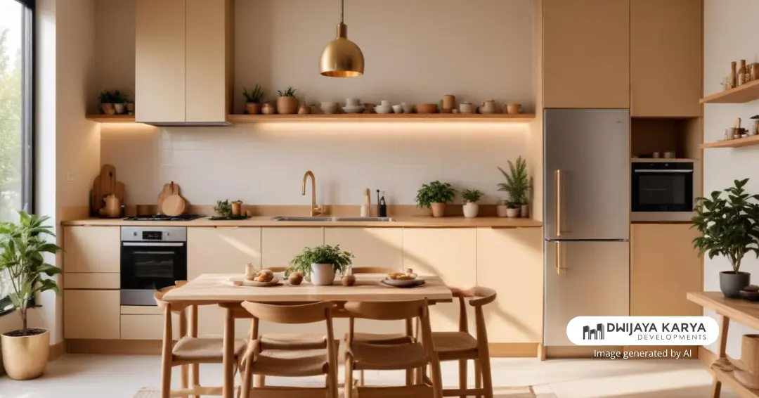 Desain dapur minimalis sederhana gaya Japandi (Japan Skandinavia)