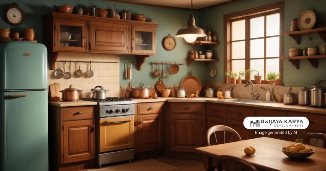 Desain vintage dapur dengan nuansa nostalgia