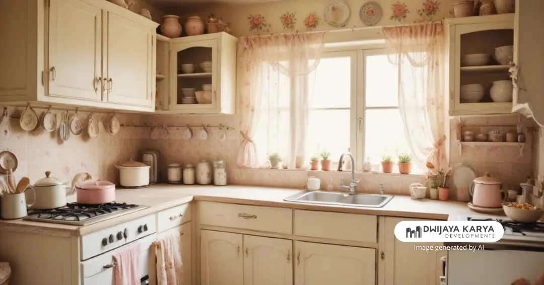 Inspirasi desain dapur kecil ala shabby chic